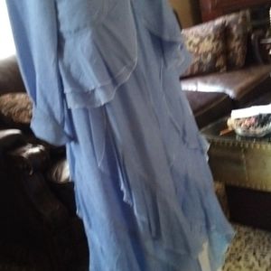 A light blue chiffon two-piece skirt and blouse